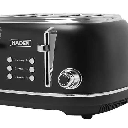 Haden Heritage 4 Slice Wide Slot Stainless Steel Toaster, Black & Chrome | Adjustable Browning & Modern Design thumbnail 8