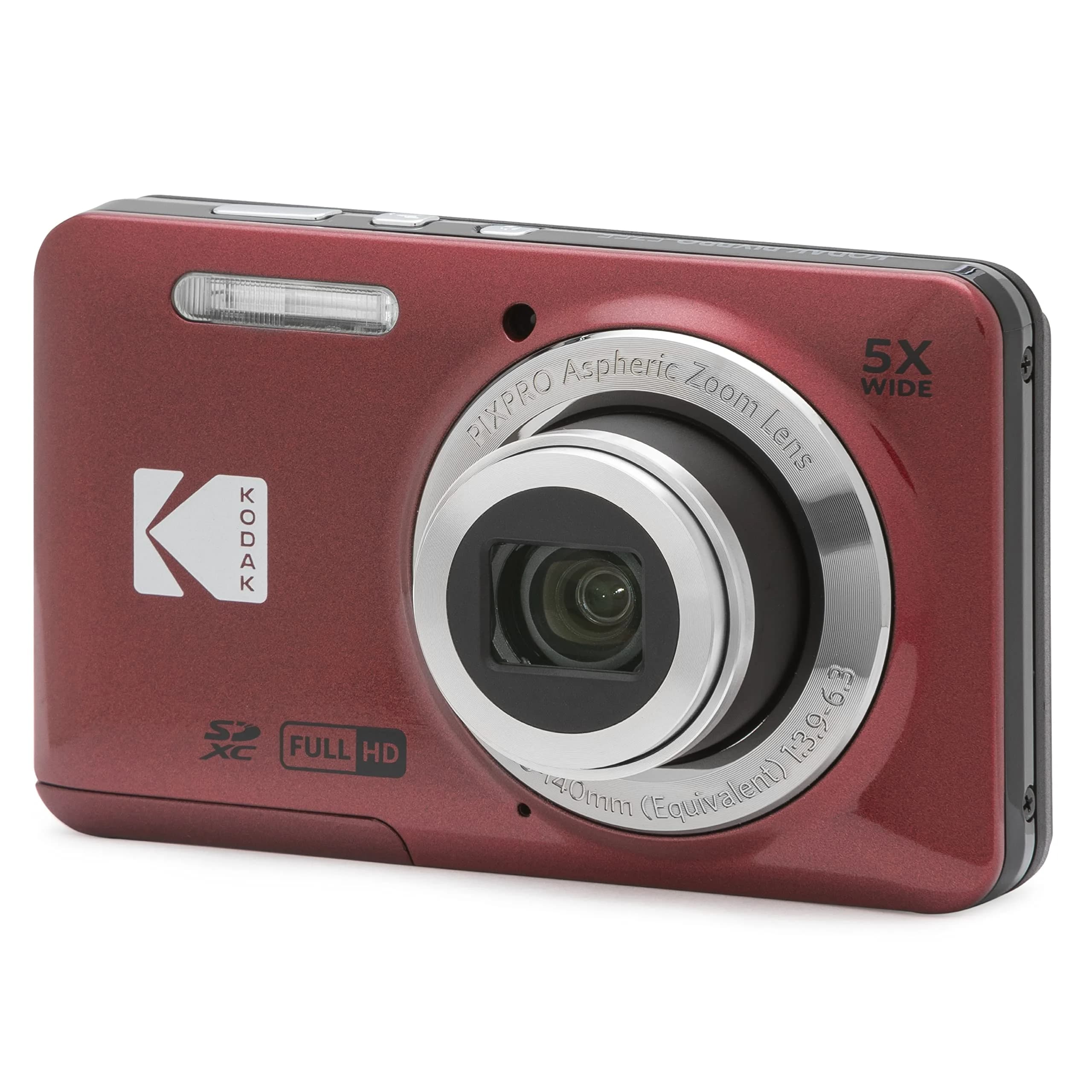 KODAK PIXPRO FZ55 Red Digital Camera - 16MP, 5X Optical Zoom, 1080p Full HD Video - main product image