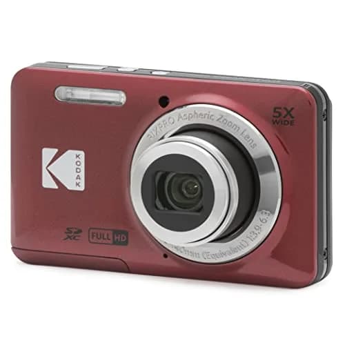 KODAK PIXPRO FZ55 Digital Camera Gray 16MP CMOS 5X Optical Zoom 28mm Wide Angle 1080P Full HD Video 2.7" LCD | Compact Point and Shoot Camera — Red