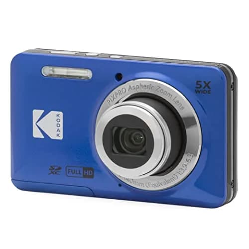 KODAK PIXPRO FZ55 Digital Camera Gray 16MP CMOS 5X Optical Zoom 28mm Wide Angle 1080P Full HD Video 2.7" LCD | Compact Point and Shoot Camera — Blue