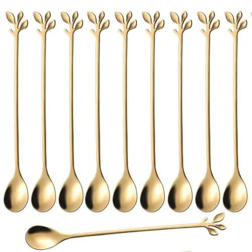 CAMDEA Gold Stainless Steel 10 Pcs Long Handle Teaspoons | Durable, Elegant Coffee & Dessert Spoons thumbnail 1