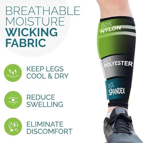 Run Forever Calf Compression Sleeve Medium Black & Grey | 20-30mmHg Graduated Compression for Shin Splints & Pain Relief thumbnail 5