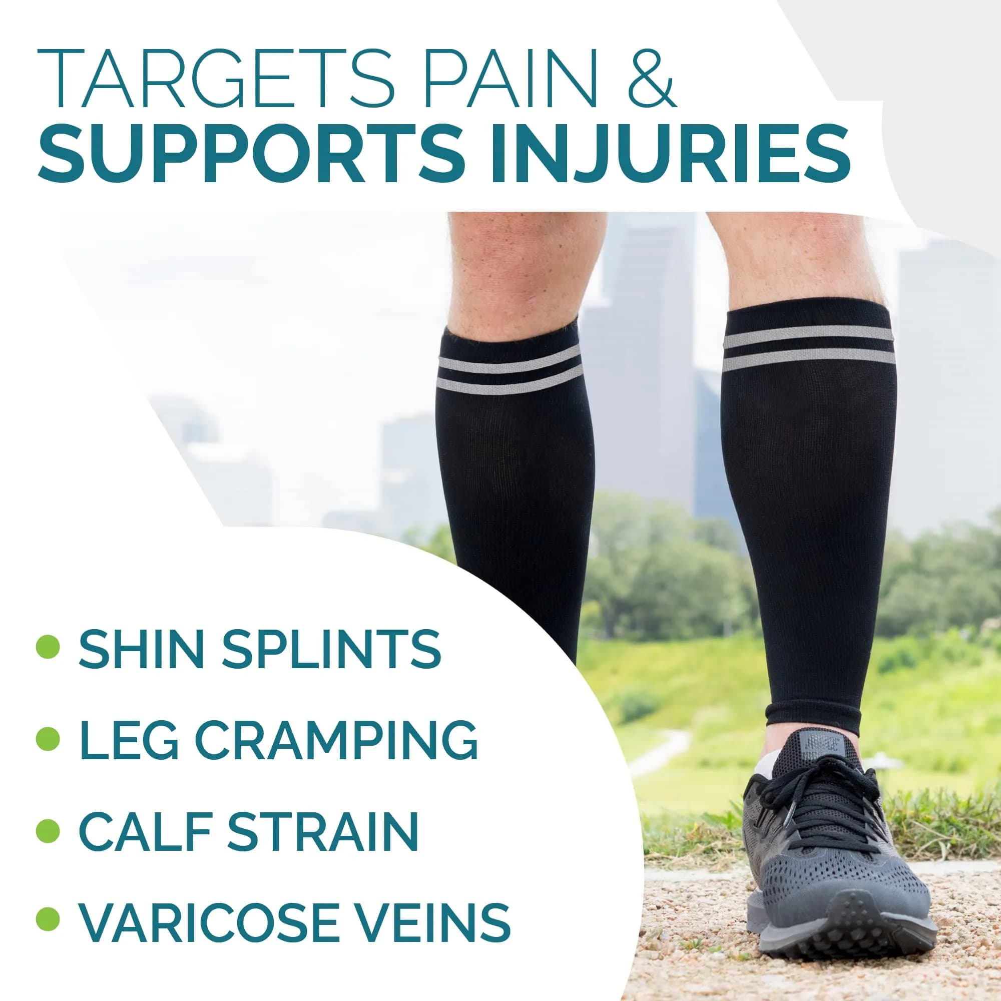 Run Forever Calf Compression Sleeve Medium Black & Grey | 20-30mmHg Graduated Compression for Shin Splints & Pain Relief - view 6