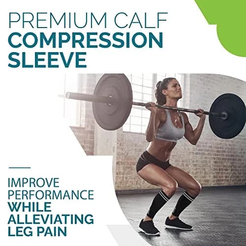 Run Forever Calf Compression Sleeve Medium Black & Grey | 20-30mmHg Graduated Compression for Shin Splints & Pain Relief thumbnail 3