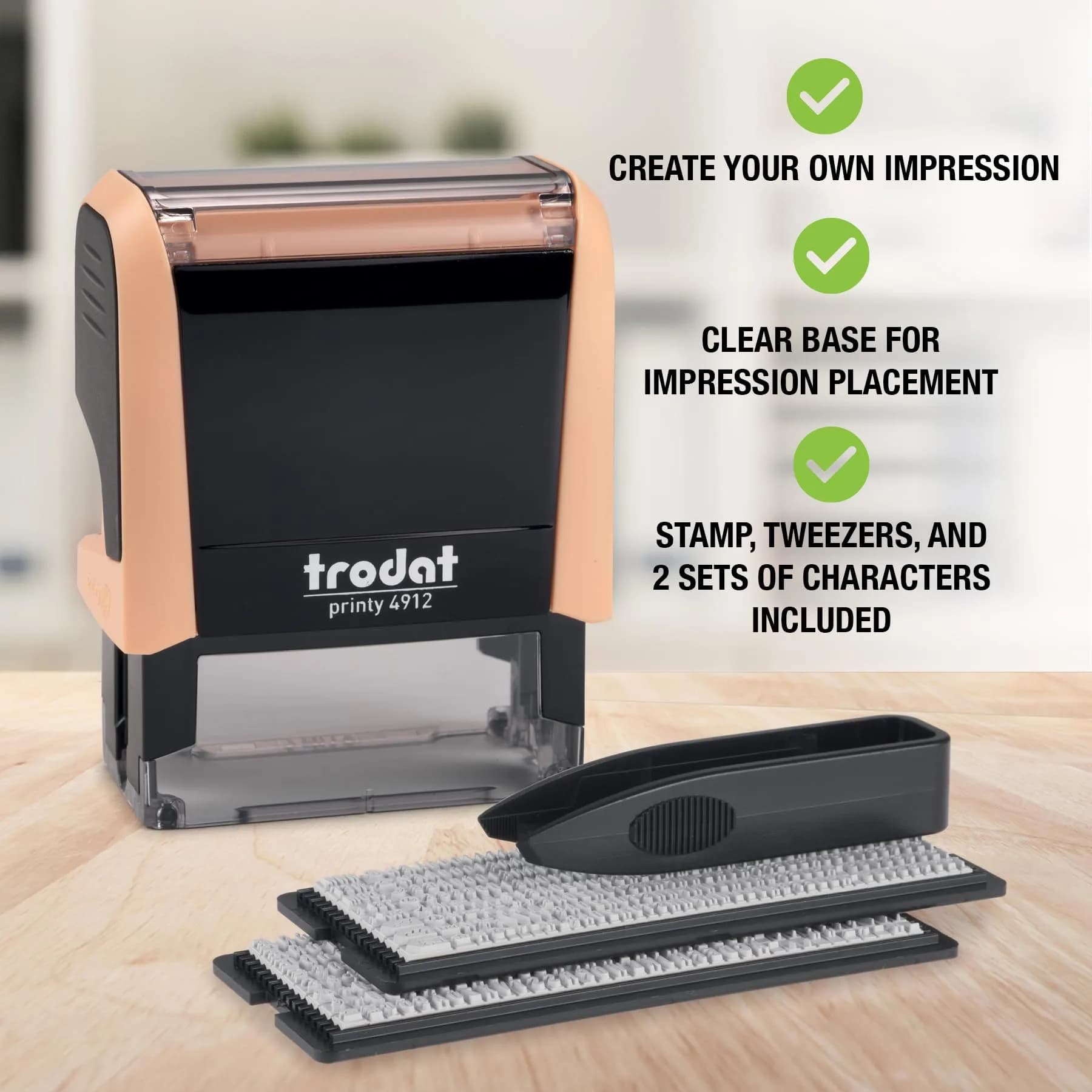 Trodat Printy 4912 Self Inking DIY Stamp Kit – Custom Message, 3/4" x 1-7/8" | Durable, Refillable, Eco-Friendly - view 2