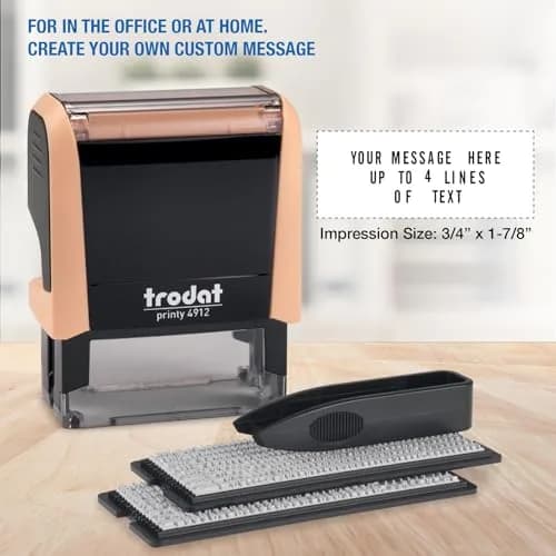 Trodat Printy 4912 Self Inking DIY Stamp Kit – Custom Message, 3/4" x 1-7/8" | Durable, Refillable, Eco-Friendly thumbnail 3