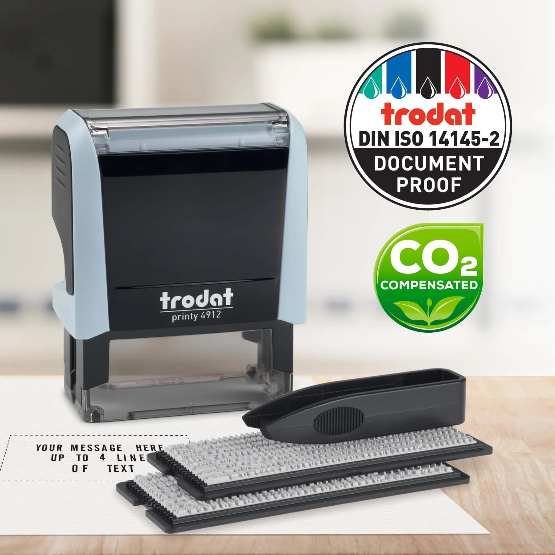 Trodat Printy 4912 Self Inking DIY Stamp Kit – Black Ink, 3/4" x 1-7/8" | Customizable message, water-based ink, eco-friendly (70-120 chars) - view 6