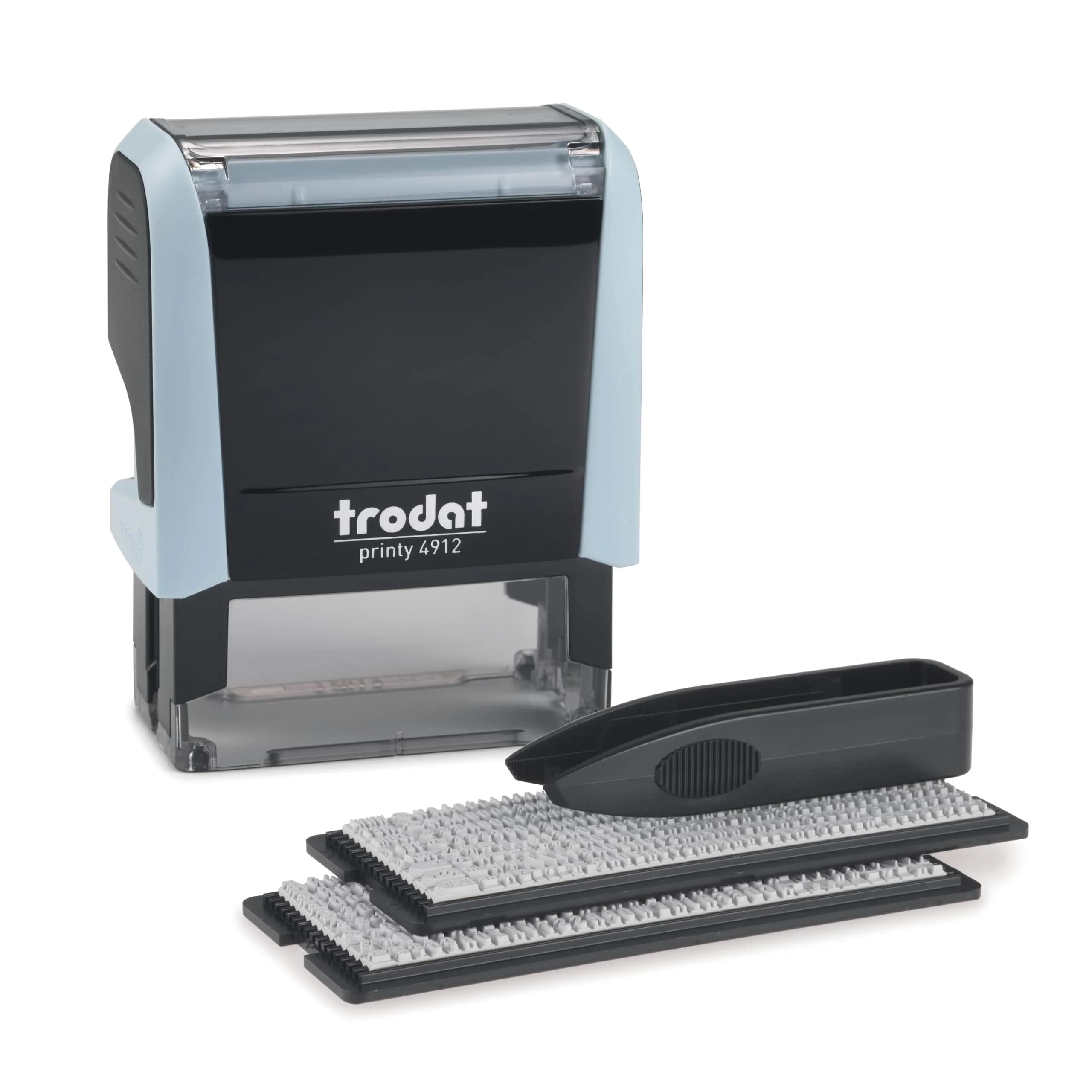 Trodat Printy 4912 Self Inking DIY Stamp Kit – Black Ink, 3/4" x 1-7/8" | Customizable message, water-based ink, eco-friendly (70-120 chars)