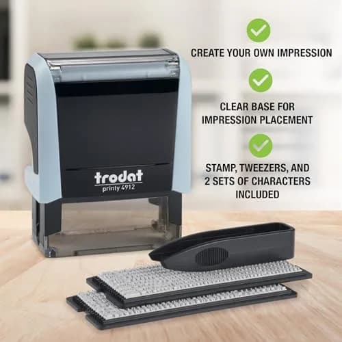 Trodat Printy 4912 Self Inking DIY Stamp Kit – Black Ink, 3/4" x 1-7/8" | Customizable message, water-based ink, eco-friendly (70-120 chars) thumbnail 2