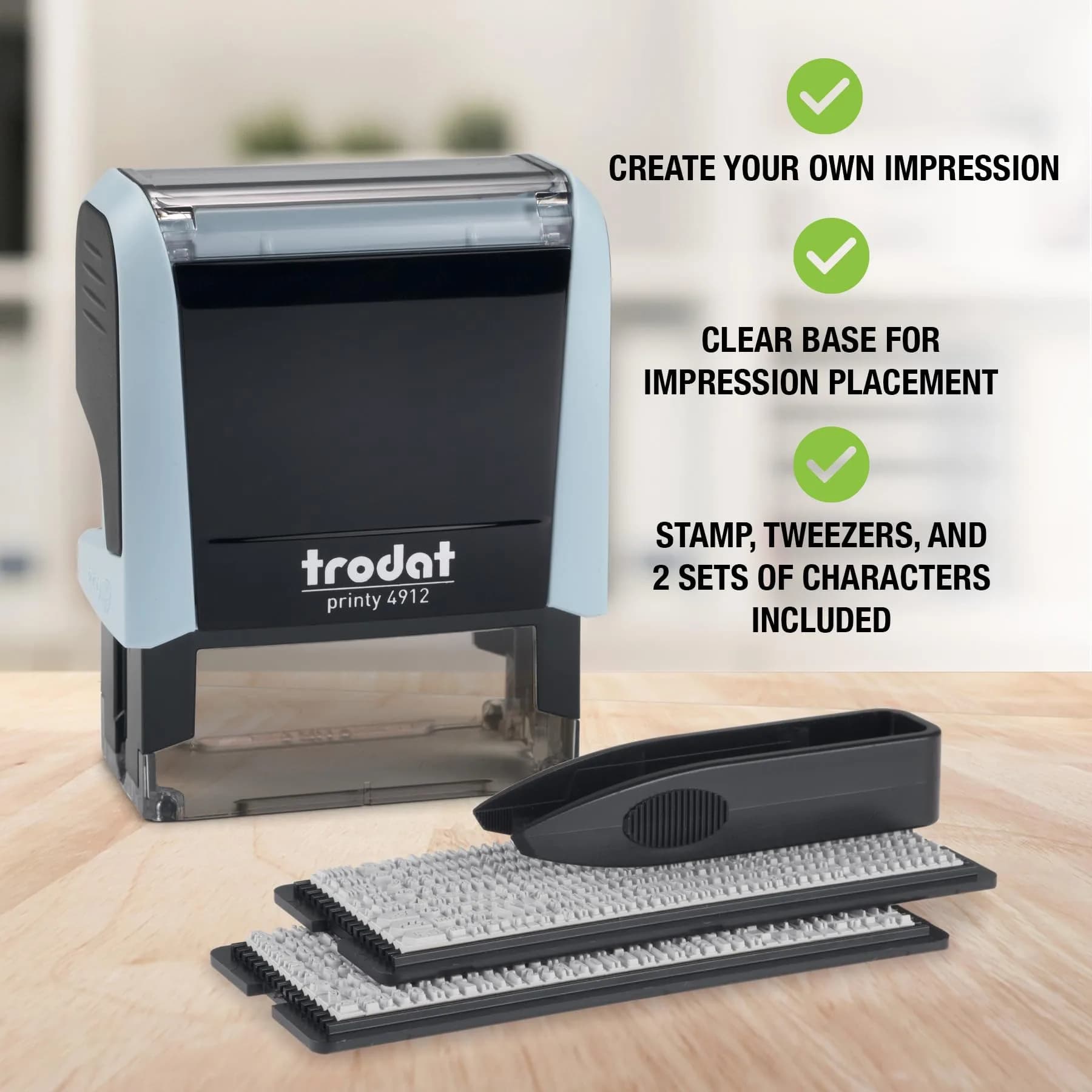 Trodat Printy 4912 Self Inking DIY Stamp Kit – Black Ink, 3/4" x 1-7/8" | Customizable message, water-based ink, eco-friendly (70-120 chars) - view 2