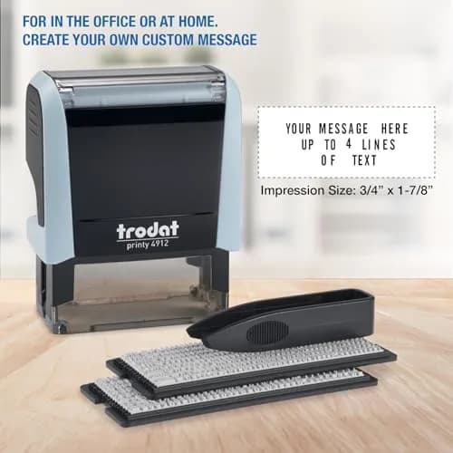 Trodat Printy 4912 Self Inking DIY Stamp Kit – Black Ink, 3/4" x 1-7/8" | Customizable message, water-based ink, eco-friendly (70-120 chars) thumbnail 3