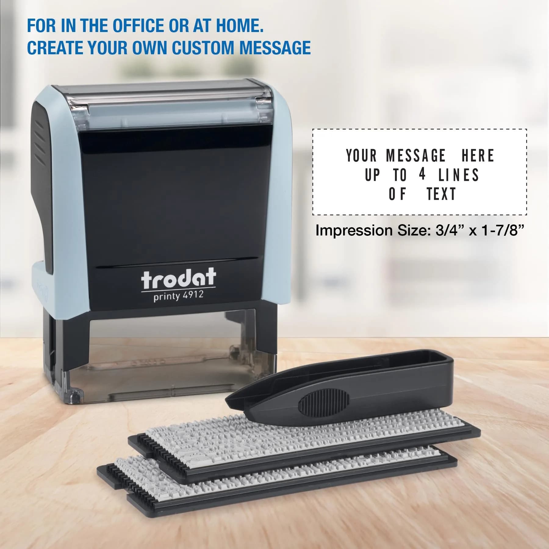 Trodat Printy 4912 Self Inking DIY Stamp Kit – Black Ink, 3/4" x 1-7/8" | Customizable message, water-based ink, eco-friendly (70-120 chars) - view 3