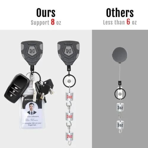 MNGARISTA Heavy Duty Retractable Badge Reel 2 Pack | Steel Rope Keychain with 8 oz Pull Force thumbnail 4