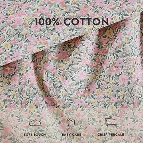 Laura Ashley Twin Size Sheet Set with Fitted Sheet & Pillowcase | 300-Thread Cotton Sateen, Soft & Durable (70-120 chars) thumbnail 7