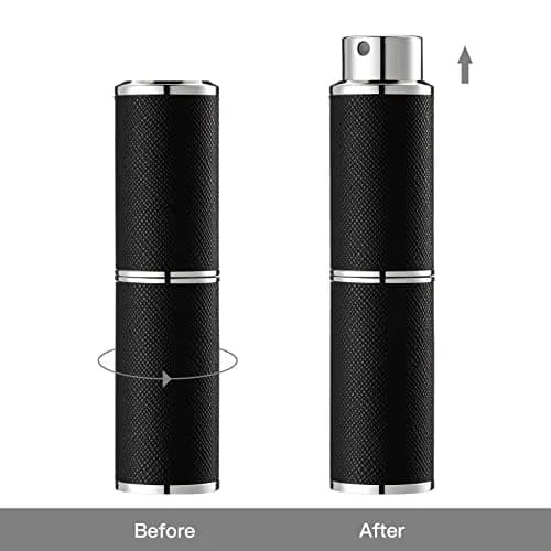 owlyee Black 8ml Leather Travel Perfume Atomizer | Twist-Activated Spray Bottle thumbnail 5