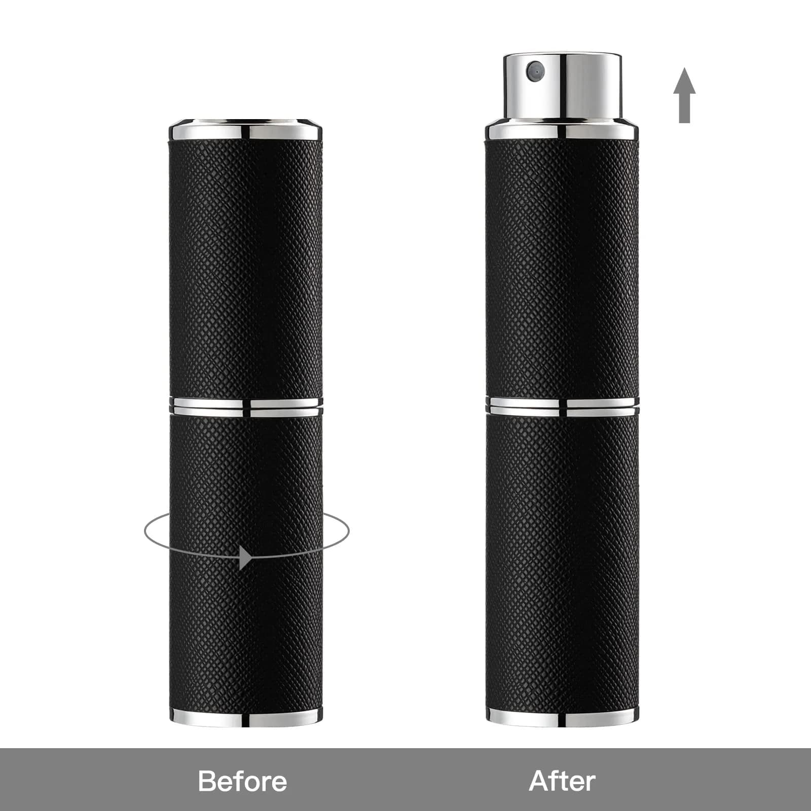 owlyee Black 8ml Leather Travel Perfume Atomizer | Twist-Activated Spray Bottle - view 5