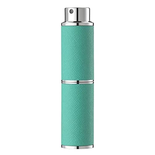 owlyee Refillable Travel Perfume Atomizer 8ml (0.27 Fl Oz) | Twist-Cap Leather Spray Bottle — Green