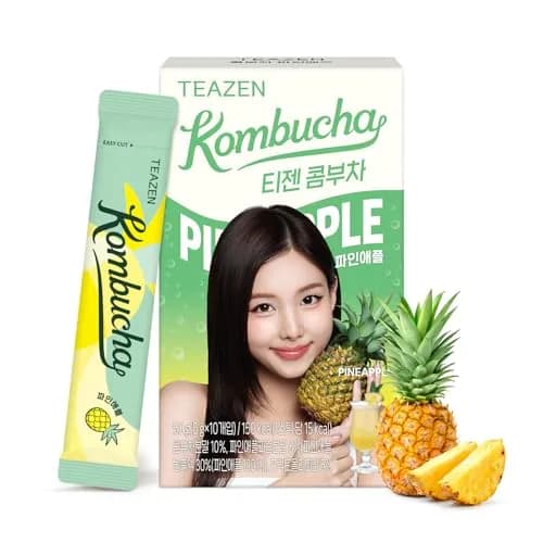 TEAZEN Pineapple Kombucha Powder | Hydration Drink Mix, Sugar Free, Live Probiotics & Prebiotics, 10 Packets, 1.76oz thumbnail 1