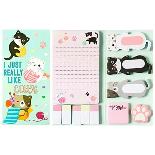 Xqumoi Cat Sticky Notes Set with Paw Shaped Tabs, 550 Sheets | Cute Animal Memo Pads for Back to School - main product image