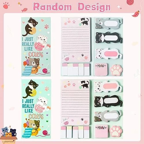 Xqumoi Cat Sticky Notes Set, 550 Sheets | Cute Cat & Paw Shaped Memo Pads Bundle thumbnail 6