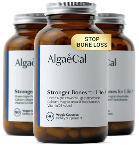 ALGAECAL Plant Based Calcium Supplement for Bone Strength | 90 Caps, 3 Packs, Organic & Natural thumbnail 1
