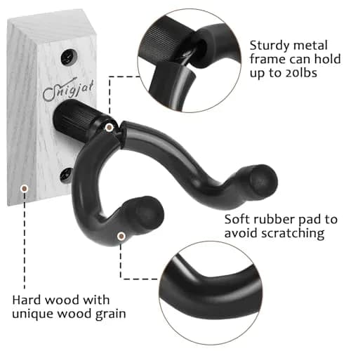 SNIGJAT Guitar Wall Mount 2 Pack, Vintage White Hardwood Guitar Hangers with Rotatable Yoke | Holds up to 20 lbs thumbnail 4
