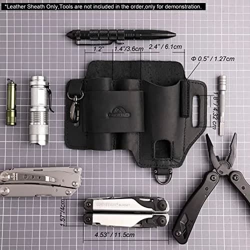 Topstache Leather Multitool Sheath EDC Belt Organizer for Work and Daily Use | Black-01 thumbnail 5