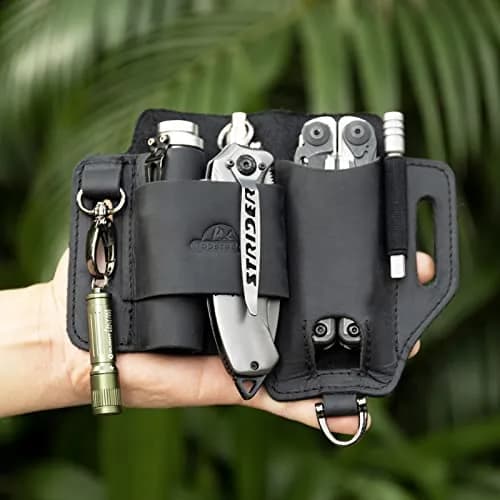 Topstache Leather Multitool Sheath EDC Belt Organizer for Work and Daily Use | Black-01 thumbnail 6