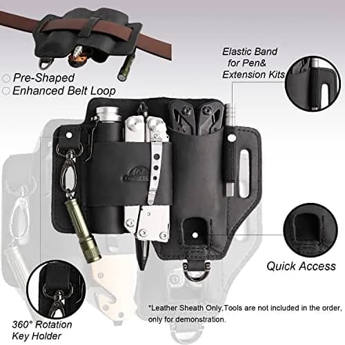 Topstache Leather Multitool Sheath EDC Belt Organizer for Work and Daily Use | Black-01 thumbnail 4