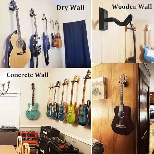 SNIGJAT Guitar Wall Mount 2 Pack, Matte Black Hardwood Guitar Hanger with Rotatable Yoke | Holds up to 20 lbs thumbnail 8