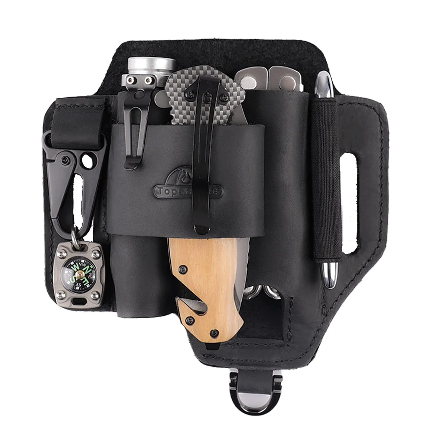 Topstache Leather Multitool Sheath EDC Belt Organizer Black | Fits Leatherman Tools & Accessories
