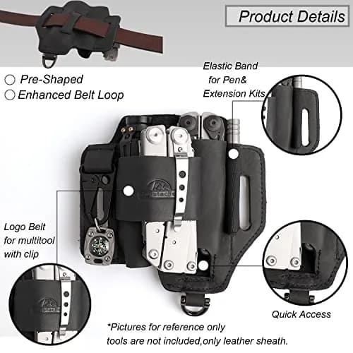 Topstache Leather Multitool Sheath EDC Belt Organizer Black | Fits Leatherman Tools & Accessories thumbnail 4