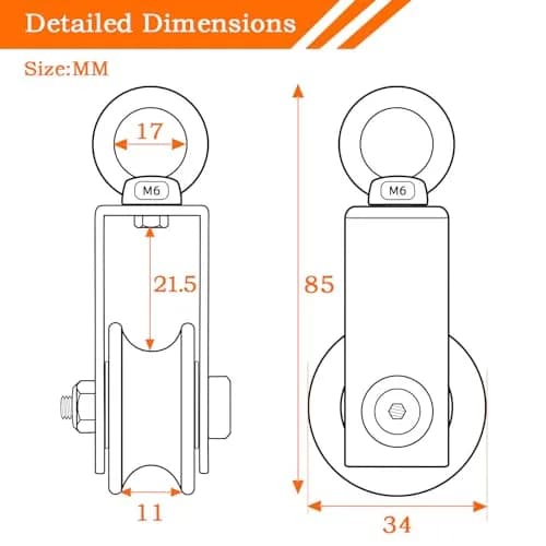 SHINICO Stainless Steel Snatch Block Pulley 250 kg (551 lb) | Silent Smooth Bearings for 8mm Rope thumbnail 2