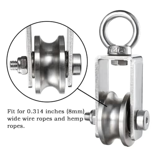 SHINICO Stainless Steel Snatch Block Pulley 250 kg (551 lb) | Silent Smooth Bearings for 8mm Rope thumbnail 3