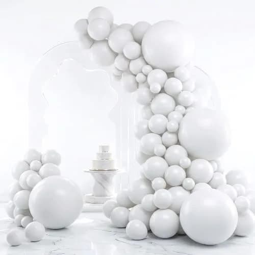 rubfac White Balloon Arch Kit 129pcs (4.5cm - 45cm) | Assorted Colors for Parties thumbnail 1