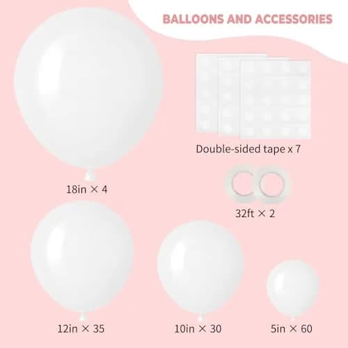 rubfac White Balloon Arch Kit 129pcs (4.5cm - 45cm) | Assorted Colors for Parties thumbnail 2