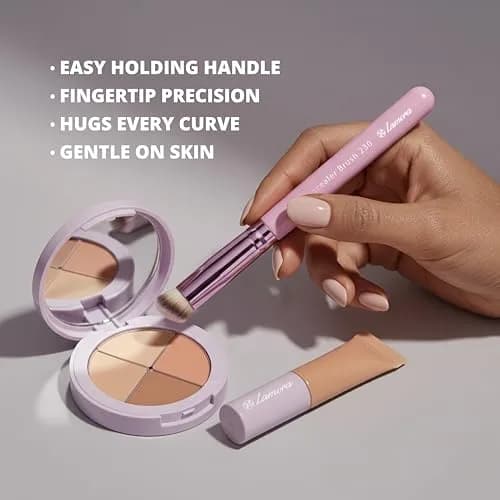 Lamora Small Angled Concealer Brush - Purple | Synthetic Bristles, Copper Ferrule, Wood Handle thumbnail 4