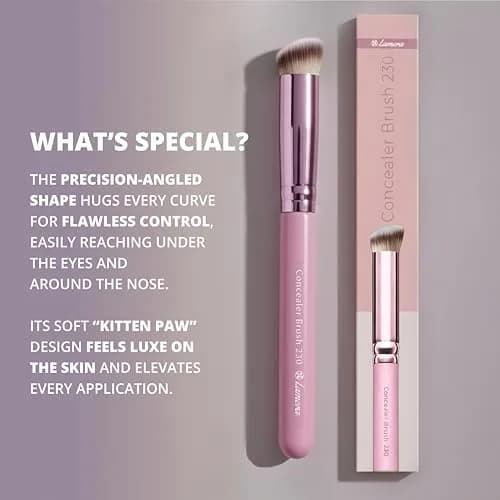 Lamora Small Angled Concealer Brush - Purple | Synthetic Bristles, Copper Ferrule, Wood Handle thumbnail 6