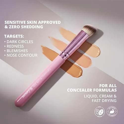 Lamora Small Angled Concealer Brush - Purple | Synthetic Bristles, Copper Ferrule, Wood Handle thumbnail 3