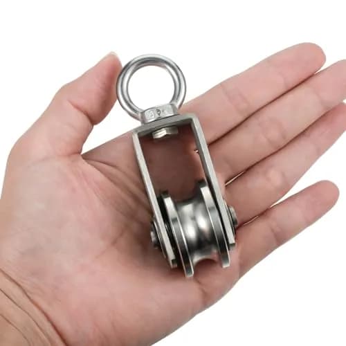 SHINICO M34 Pulley Wheel with Carabiner, 250 kg (551 lbs) Load Capacity | Stainless Steel, Smooth Silent Bearings thumbnail 6