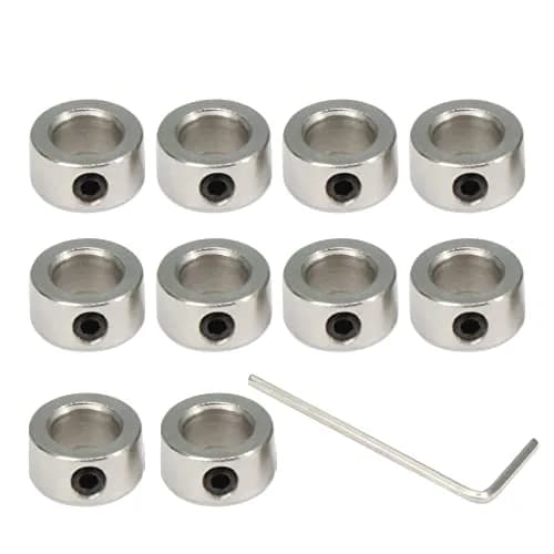 Befenybay 6mm Shaft Lock Collar Set with M3 Hex Wrench & Set Screws | 10 Pcs Silver Steel thumbnail 1