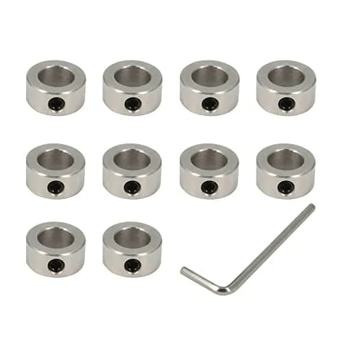 Befenybay 10mm Shaft Lock Collar Set with M5 Hex Wrench, 17mm OD Silver Stainless Steel (10-Pack) thumbnail 1