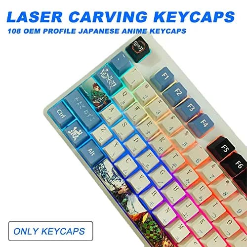 Hokeyio Japanese Anime Demon Slayer Keycaps 108 PBT Dye Sublimation OEM Profile for Cherry Mx Gateron Kailh Switch Mechanical Keyboard Colorful thumbnail 2