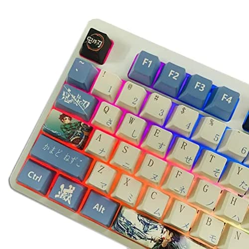 Hokeyio Japanese Anime Demon Slayer Keycaps 108 PBT Dye Sublimation OEM Profile for Cherry Mx Gateron Kailh Switch Mechanical Keyboard Colorful thumbnail 3