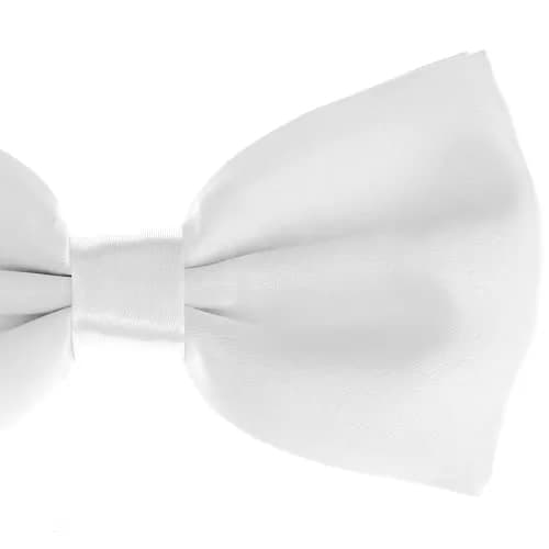 Alex Palaus Collection White Bow Tie | Pre Tied, Adjustable, Satin Finish (One Size, Unisex) thumbnail 2