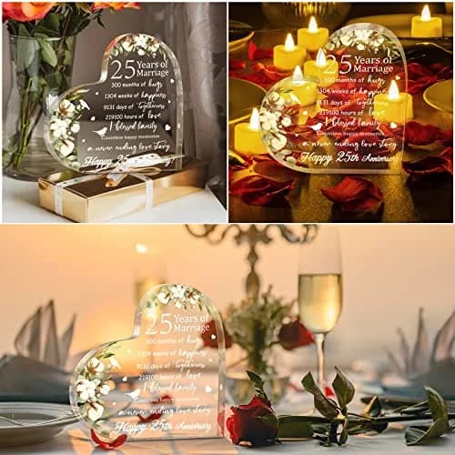 Yulejo Heart Shaped Acrylic Marriage Keepsake 15.1cm (5.9in) | Romantic Anniversary Gift for Wife Husband thumbnail 5