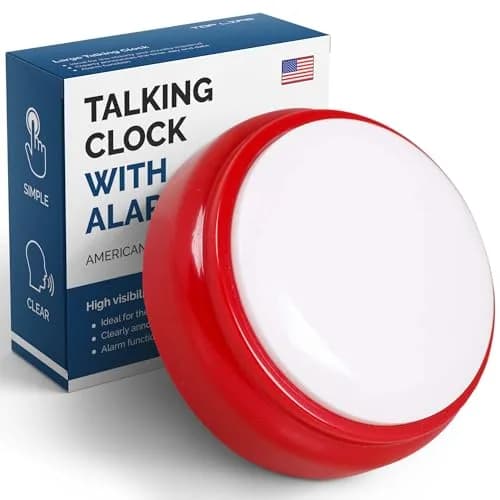 Top Life Talking Clock for Elderly & Visually Impaired | Red & White, Analog Display thumbnail 1