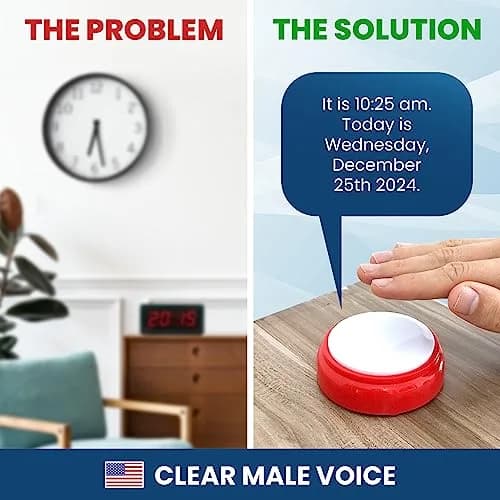 Top Life Talking Clock for Elderly & Visually Impaired | Red & White, Analog Display thumbnail 2