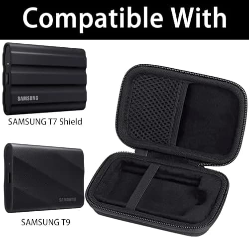 co2CREA Hard Case for Samsung T7 Shield T9 Portable SSD Black | Shockproof Dustproof Water-Resistant thumbnail 2