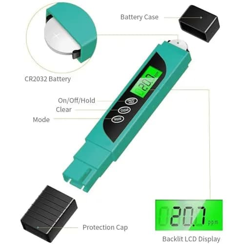 Lxuemlu TDS Meter Digital Water Tester Green | Measures Purity in ppm & Temperature thumbnail 3